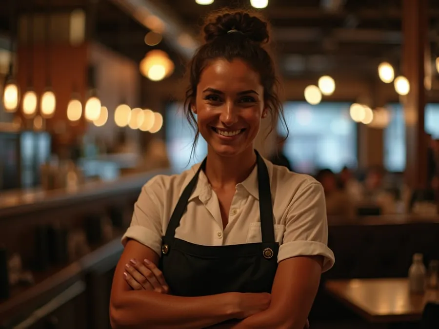 Restaurant team member in professional workplace moment demonstrating restaurant.