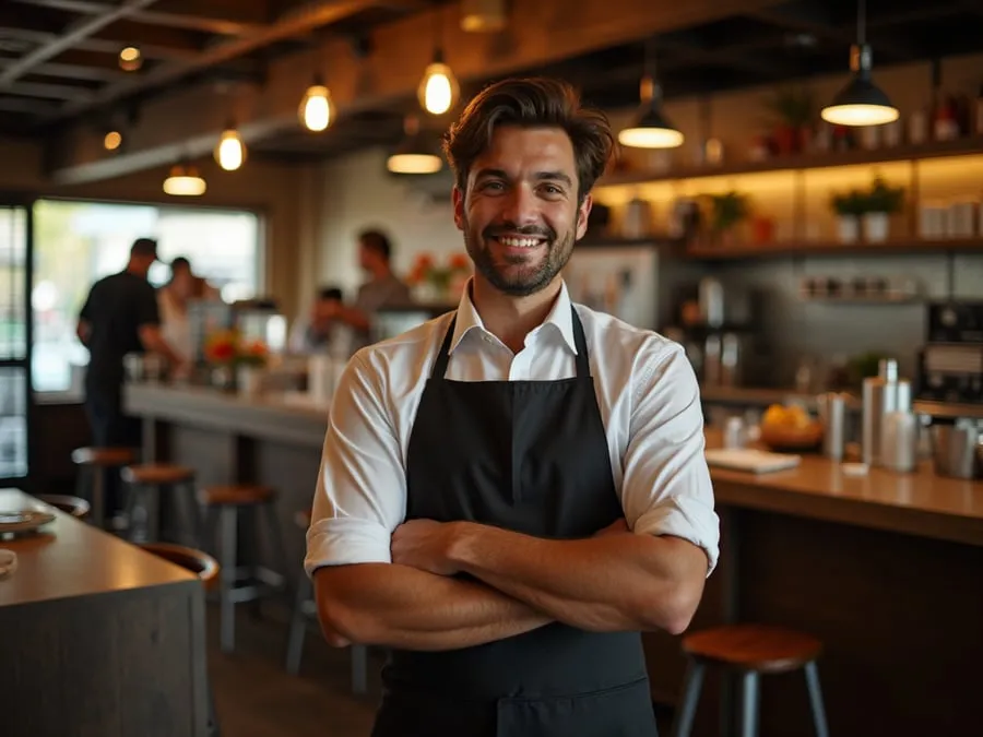 Restaurant team member in professional workplace moment demonstrating restaurant.