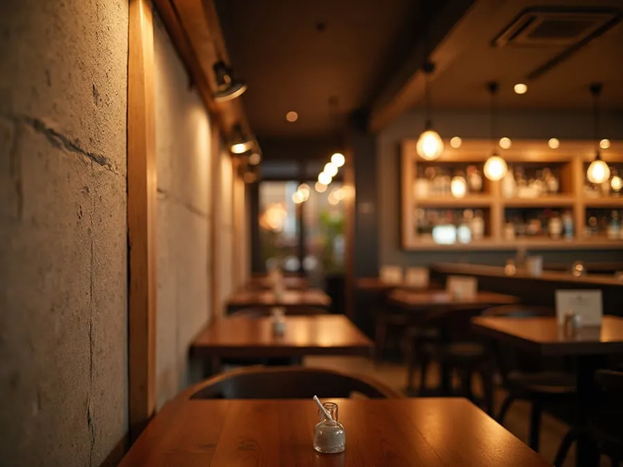 Detail of restaurant interior design element showing material quality and though.