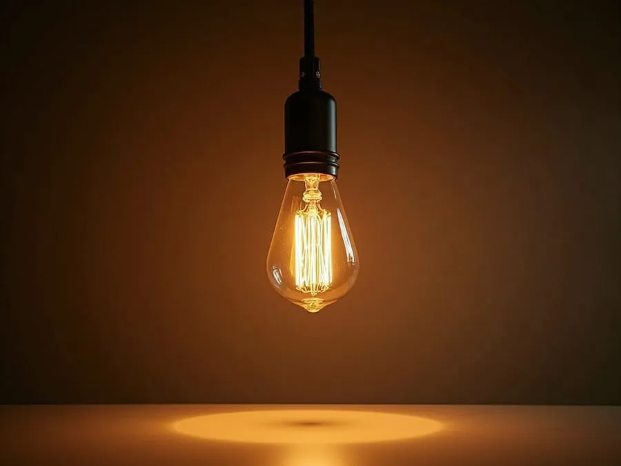 Detail shot of sophisticated lighting fixture installed in restaurant.