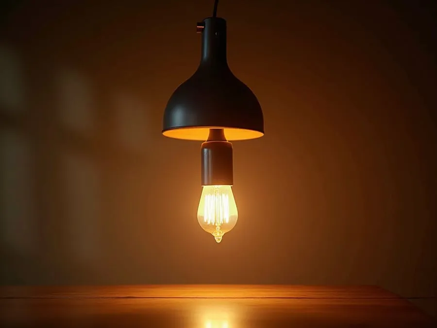 Detail shot of sophisticated lighting fixture installed in restaurant.
