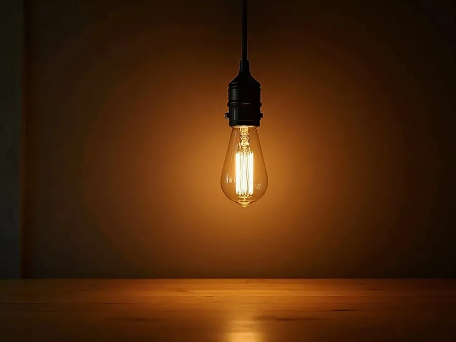 Detail shot of sophisticated lighting fixture installed in restaurant.