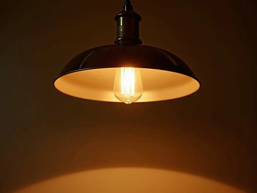 Detail shot of sophisticated lighting fixture installed in restaurant.
