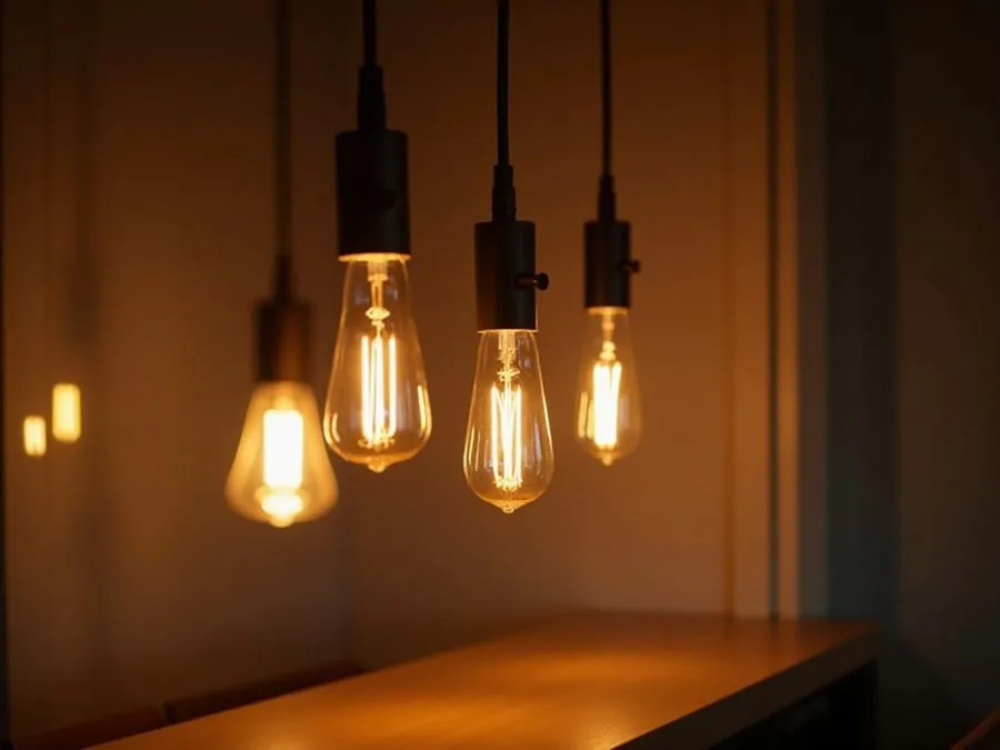 Detail shot of sophisticated lighting fixture installed in restaurant.