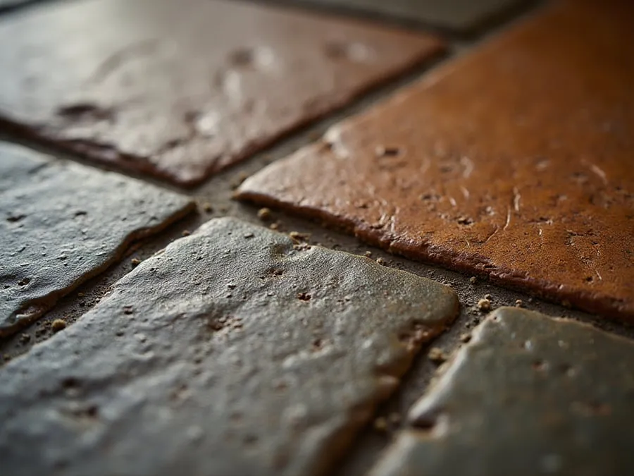 Close-up detail of restaurant material - tile, wood, stone, or textured finish -.