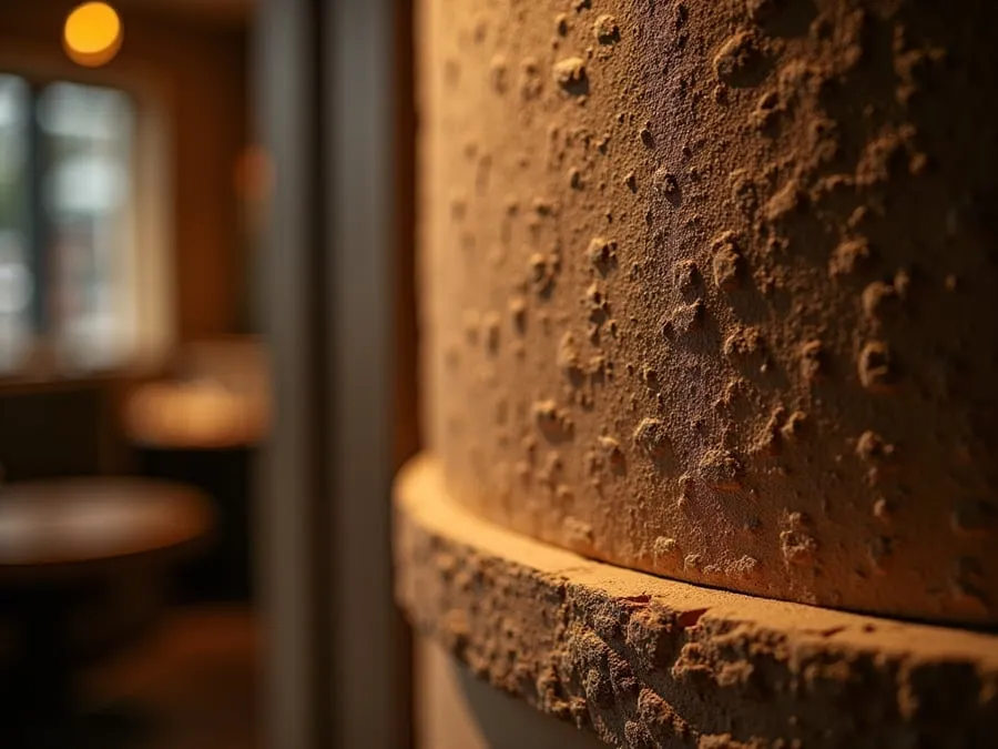 Detail of restaurant interior design element showing material quality and though.