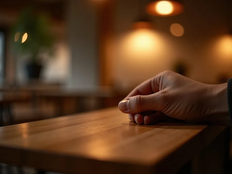 Detail of restaurant interior design element showing material quality and though.
