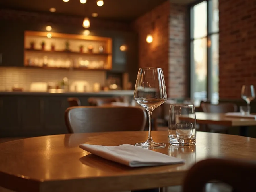 Detail of restaurant interior design element showing material quality and though.