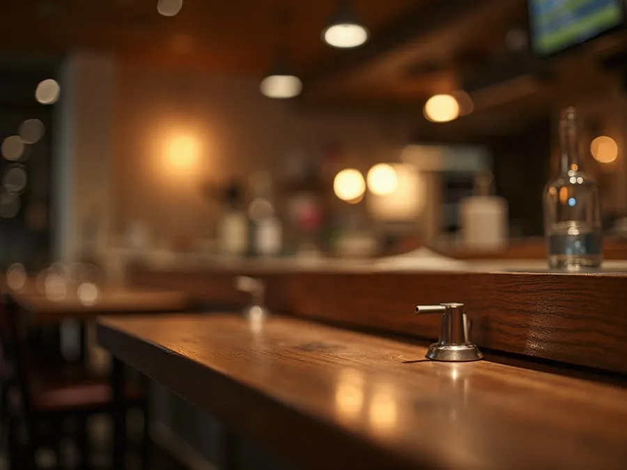 Detail of restaurant interior design element showing material quality and though.