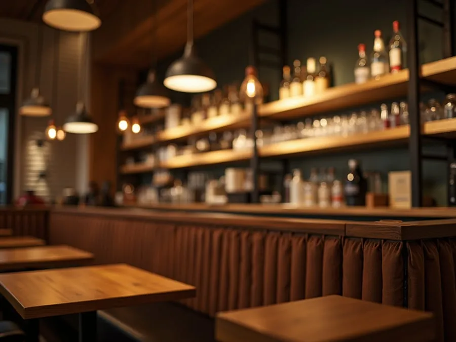 Detail of restaurant interior design element showing material quality and though.