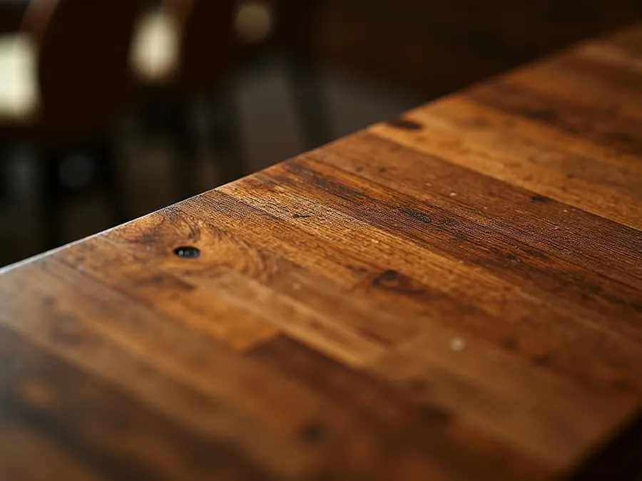 Detail of restaurant interior design element showing material quality and though.