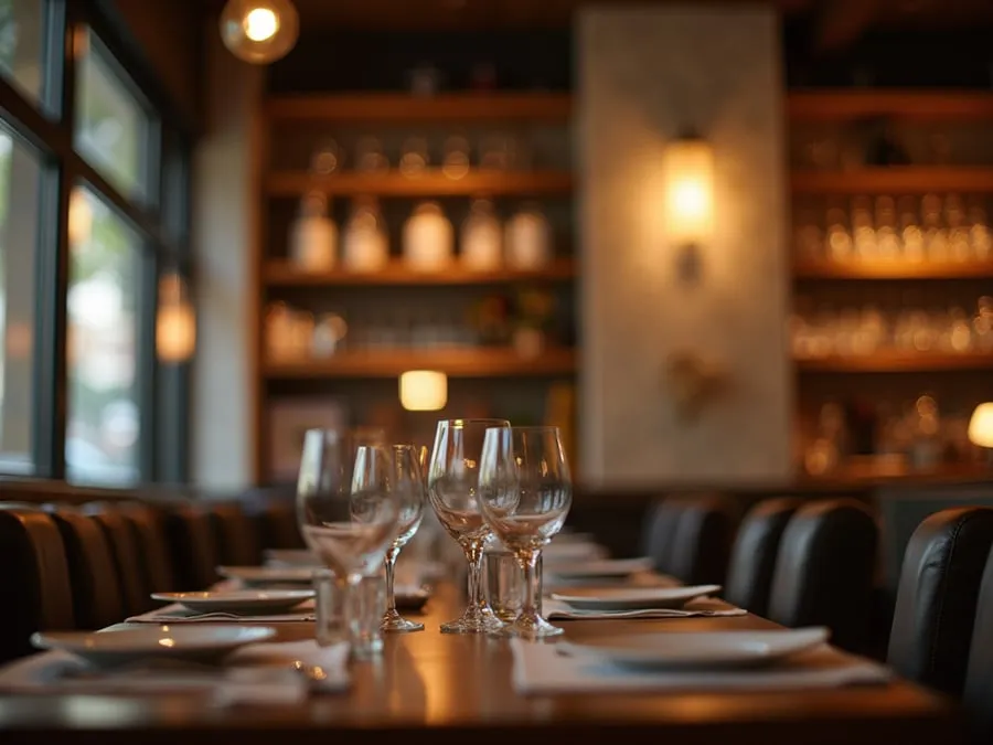 Detail of restaurant interior design element showing material quality and though.