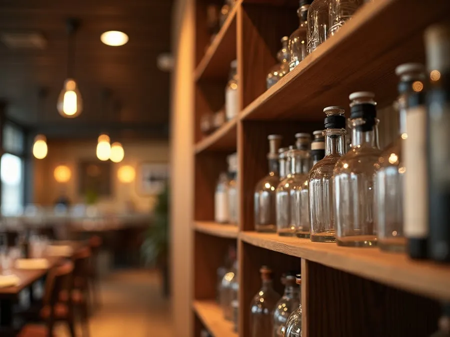 Detail of restaurant interior design element showing material quality and though.