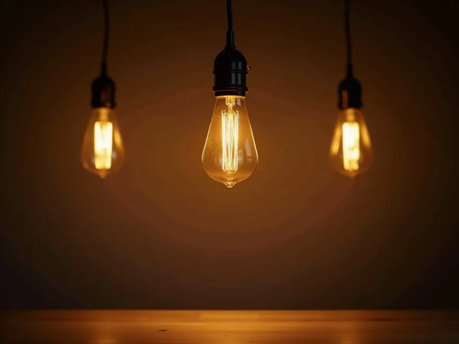 Detail shot of sophisticated lighting fixture installed in restaurant.